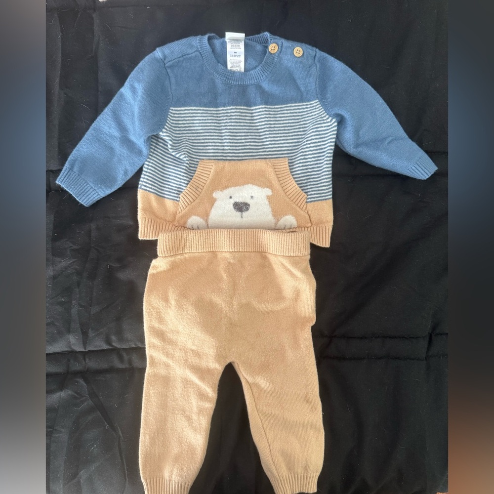 Little Me Blue Knit Sweater and Pants
